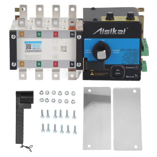 (As show, One size) Dual Power Automatic Transfer Switch Isolation ATS Distribution Control Device SKX2‑100A/4P