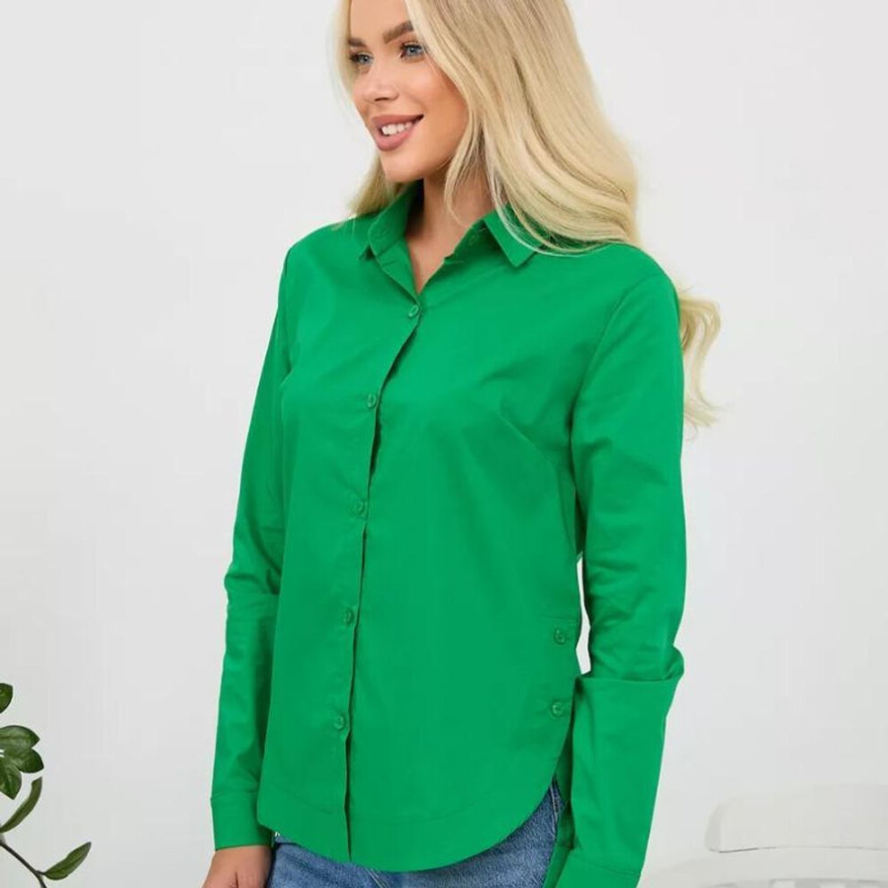 (3XL, green) Spring Long Sleeve Loose Casual Shirts Women Fashion Simple Single Breasted Plus Size Women's Blouses Tops Autumn Turn Down Collar Ladies Shirt 26015