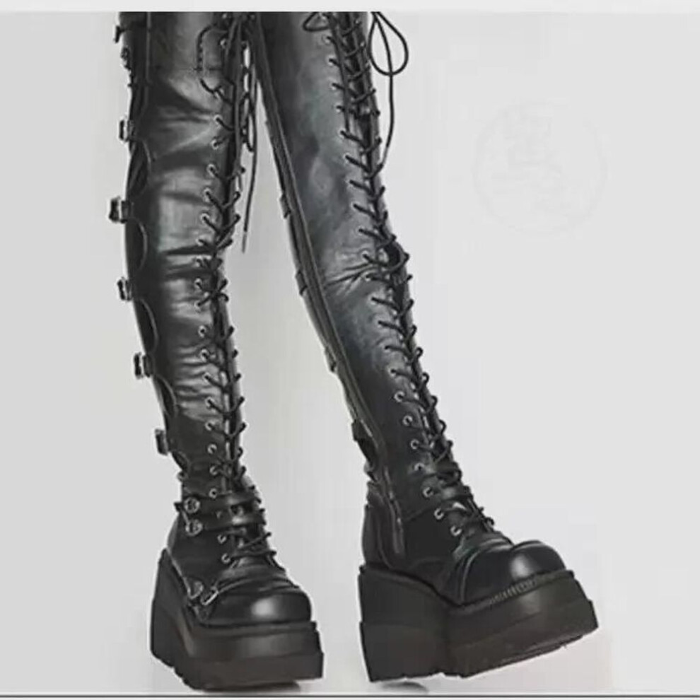 (black, 41) 2025 Women's Waterproof Over-the-knee Wedge Heel Martin Boots