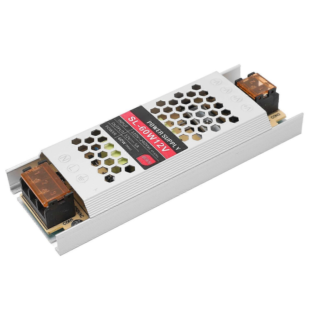 (As Show, One Size) Led Power Supply Ultra Thin Strip Type Aluminum Alloy Housing Power Supply Transformer 12V 5A 60W 6909775577295