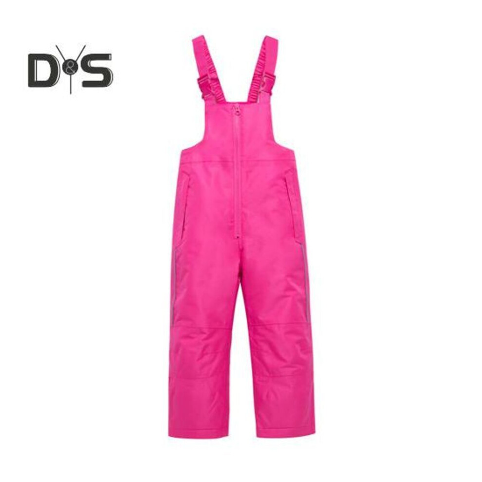 (pink, 5T) Kids Snow Bibs Ski Pants With Adjustable Straps Insulated Waterproof Snowsuit Overalls Windproof Jumpsuits For Winter Sports