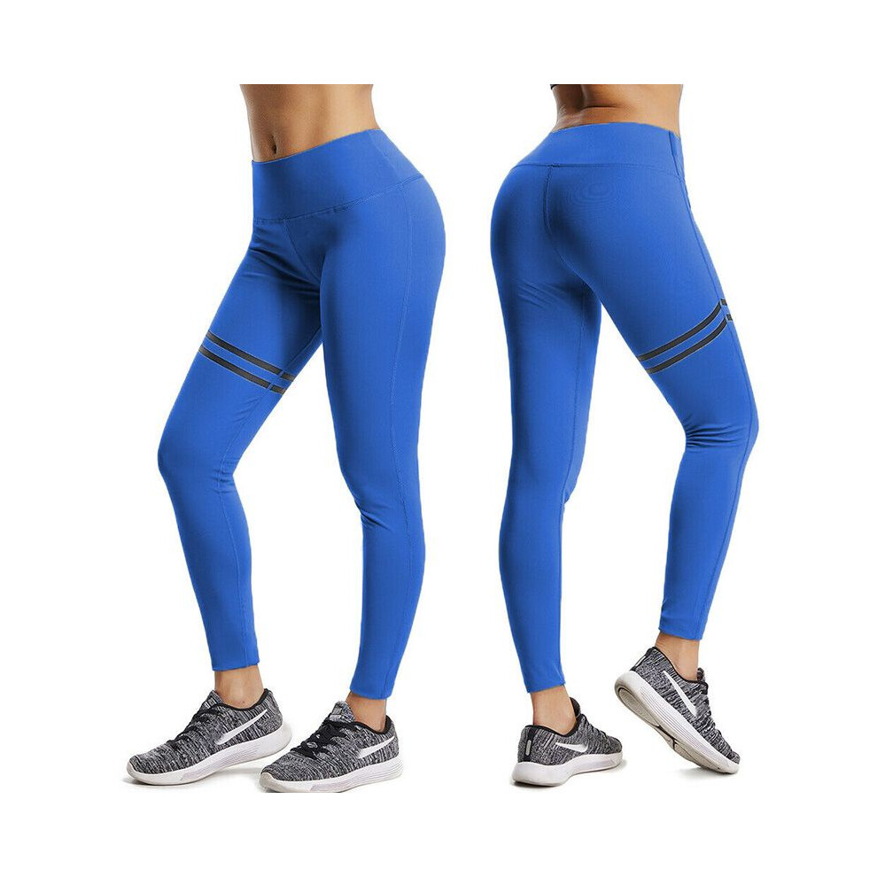 (Blue,M)Femmes Sport Yoga Entraînement Gym Fitness Leggings Pantalon Combinaison Vêtements Athlétiques