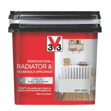 V33 Renovation Soft Grey Satinwood Radiator & appliance paint 750ml