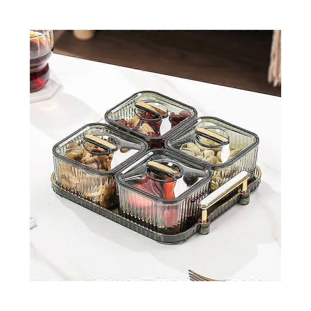 (As show, One size) Snack Serving Platter, Serving Box Set, Serving Tray with 4 Pack Removable Dish Bowls, Divided Serving Relish Bowls for Fruit Dess-image-OPC-PH6K9ZS-NEW