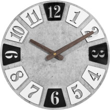 (As show, One size) 12 Inch Wall Clock, Living Room, Double Layer Creative Clock, Simple Modern Grey Hollow Digital Wall Clock-Grey