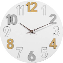 (As show, One size) Modern Minimalist Grey MDF Panel Three-Dimensional Digital Wall Clock, 30 cm Modern No Ticking Sound-White