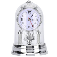 (As show, One size) European Retro Style Living Room Silent Clock 11 x 17 cm Silver Mantel Clocks Battery Operated Vintage Clock Decorative
