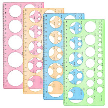 (As show, One size) Pcs Circle Stencil Circle Template 4 Colors Plastic Template Drawing Stencil Drawing Tool for Drawing Measuring Design (Pink Blue Green Orange)