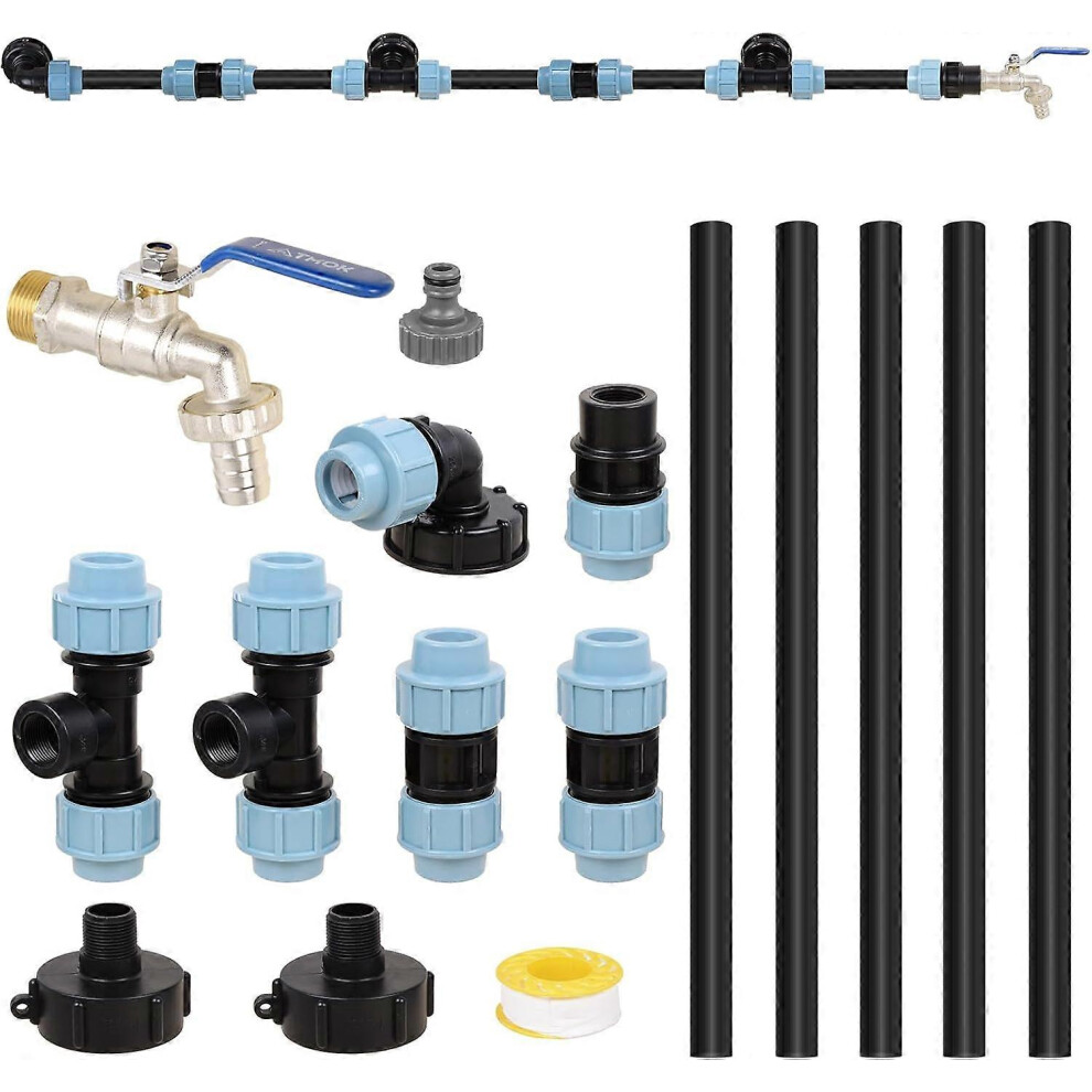 (As show, One size) IBC connection set S60 x 6 IBC for 3 IBC tanks side by side / rain tank with 3/4&quot; garden tap-image-OPC-PH6KC9T-NEW