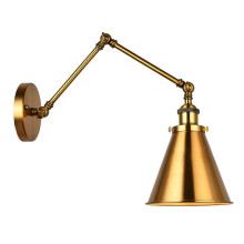 (As show, One size) Industrial Wall Sconce Light Brass Cone Shade Wall Light with Adjustable Arm compatible with Indoor Home Bar Warehouse Hallway
