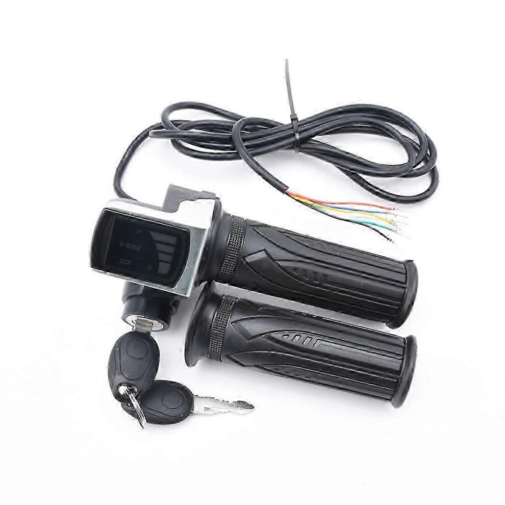 (As Show, One Size) Electric Bike Throttle Grip Electric Bicycle Scooter Twist Throttle Grips With Lcd Display And Power 4909775655742