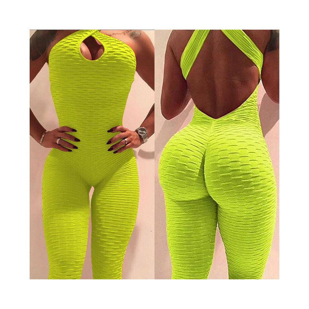 (Yellow,XL)Combinaison de yoga sport pour femme body leggings pantalon anti cellulite fitness gym