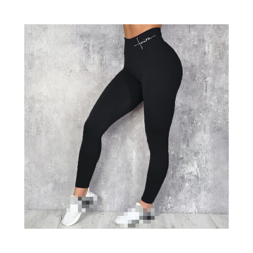 (Black,XL)Legging femme taille haute sport foi yoga pantalon push up hanche finesse jogging