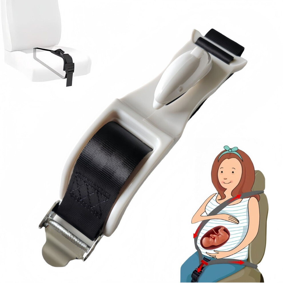 ( Dolphin Metal Model) Pregnancy Seat Belt Adjuster - Comfort & Safety Maternity Belly Belt Protector White 635504369447
