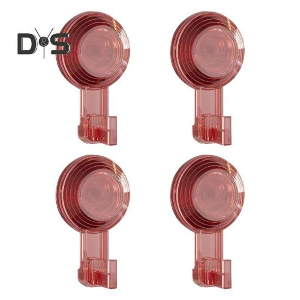 (transparent red, 4pcs) 2/4/6Pcs Suction Cup Hooks Strong Load-bearing Easy to Install Clear Suction Cup Hanger Waterproof Vacuum Suction Hangers
