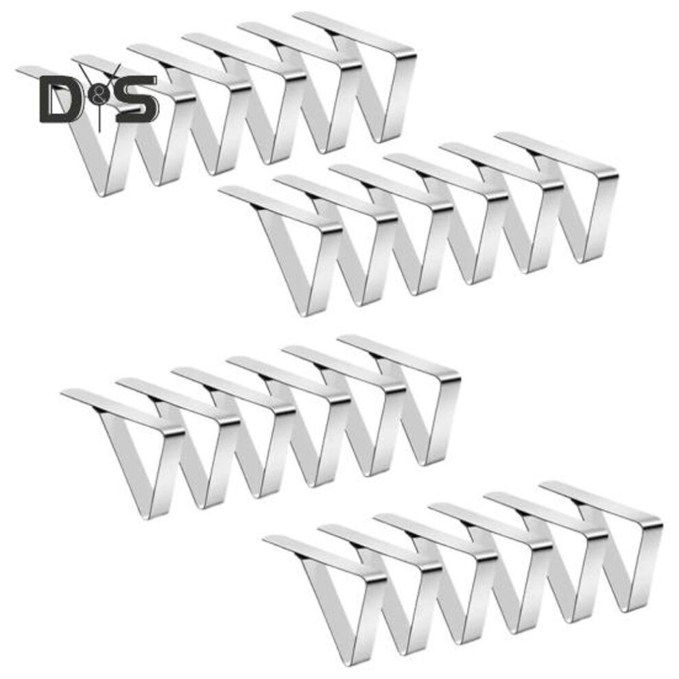 (as the picture, 24PCS) 6/12/24pcs Stainless Steel Tablecloth Clip Non-slip Heavy Duty Indoor Outdoor Wedding Party Picnic Camping Table Cover Holder Triangle Fixing Clamp