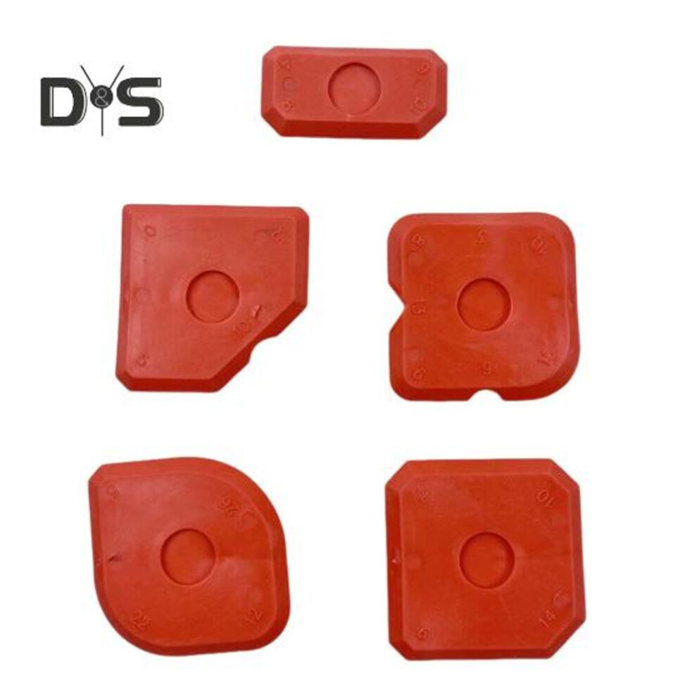 (red) 5pcs/set Silicone Caulking Tools Kit Kitchen Bathroom Floor Window Sealant Finishing Tool Grout Scraper Reusable Sealant Caulk Smoothing Tools