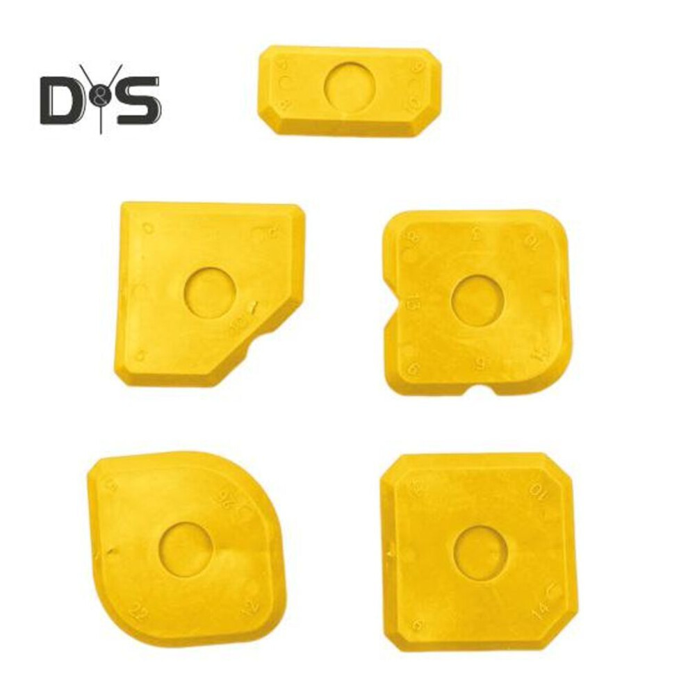 (yellow) 5pcs/set Silicone Caulking Tools Kit Kitchen Bathroom Floor Window Sealant Finishing Tool Grout Scraper Reusable Sealant Caulk Smoothing Tools
