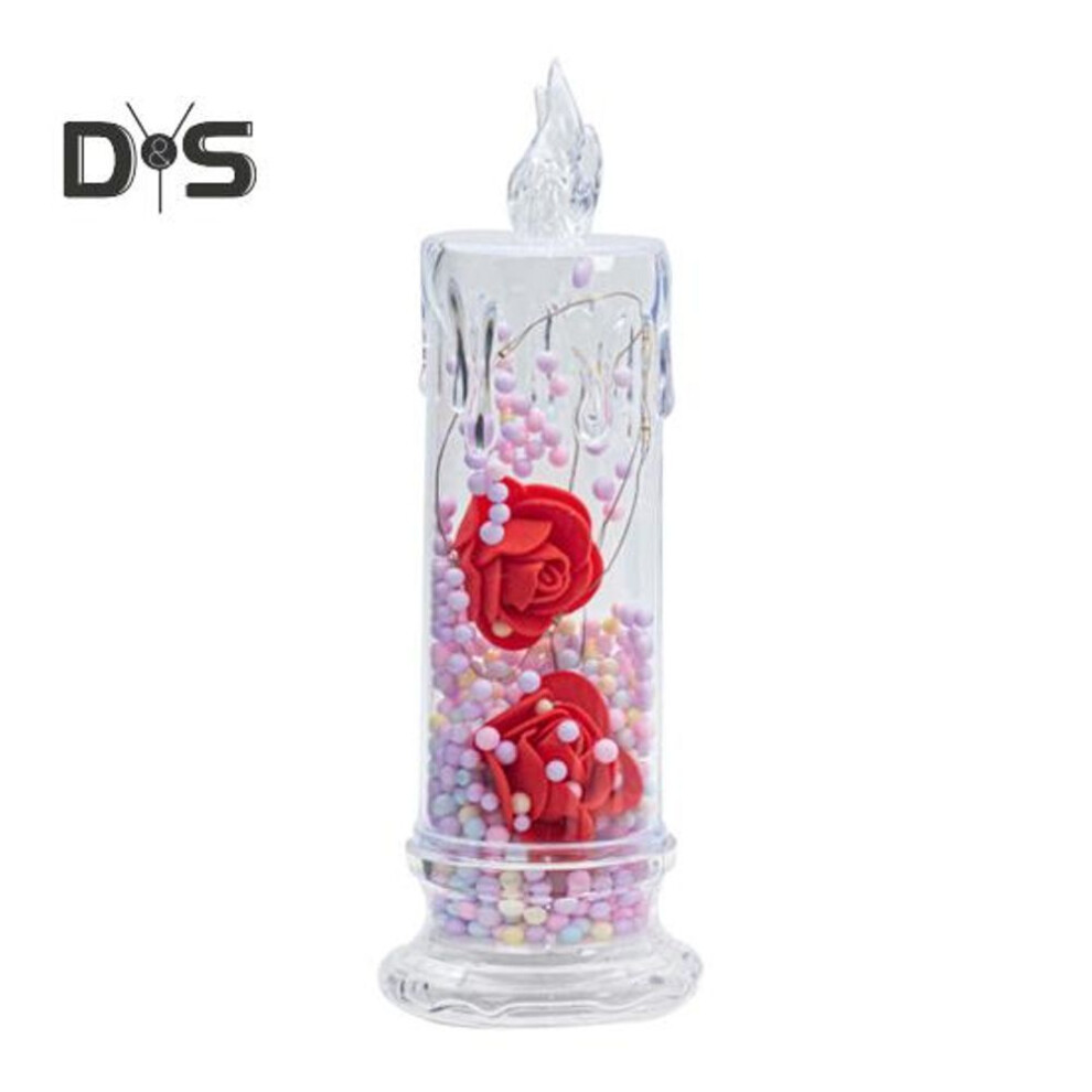 (as the picture, 1pc E) 1pc/2pcs Eternal Flower Flameless Candles Led Flickering Pillar Candles Valentine's Day Night Light For Wedding Home Decor