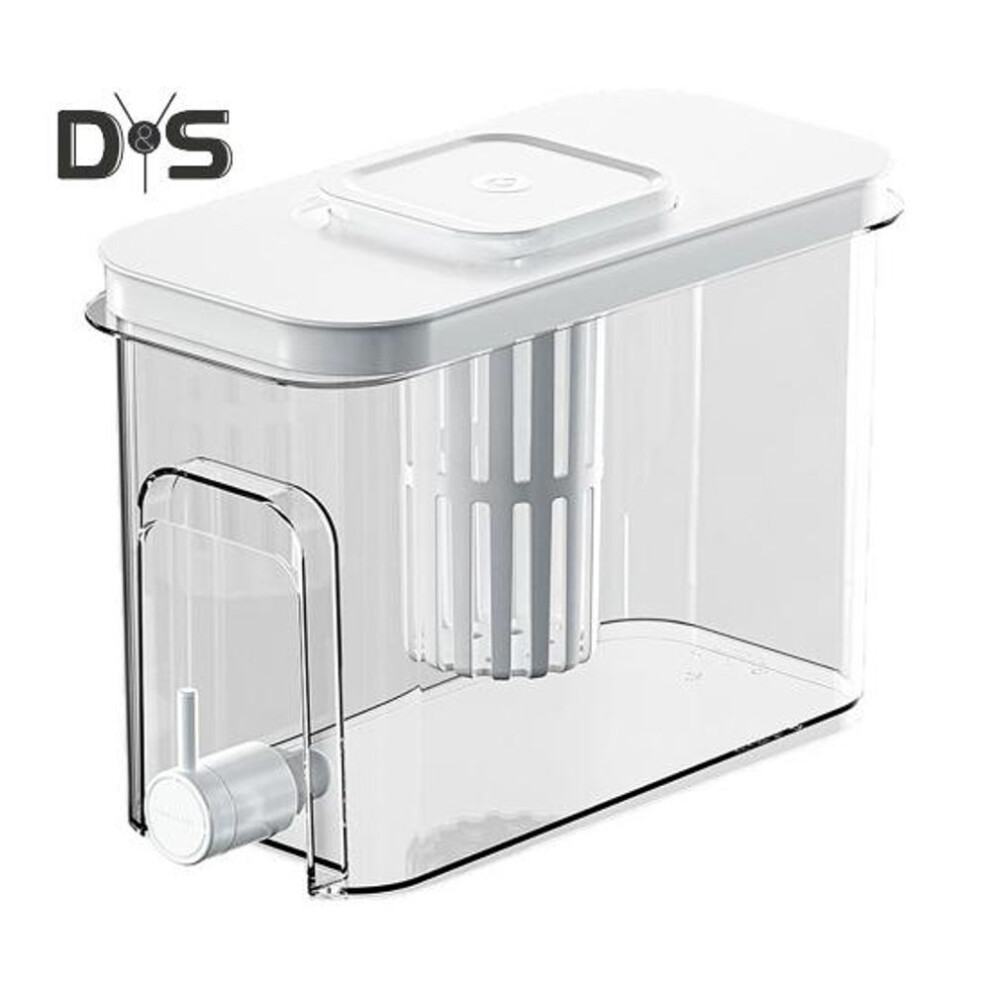 (white) 4l Drink Dispenser With Faucet Gallon Water Container For Fridge Ice Tea Pitcher Easy Fill Beverage Dispenser