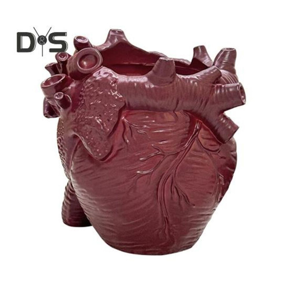 (red) Small Human Heart Organ Shape Pen Holder 3D Realistic Heart Anatomy Model Desktop Storage Organizer For Makeup Brushes Pens