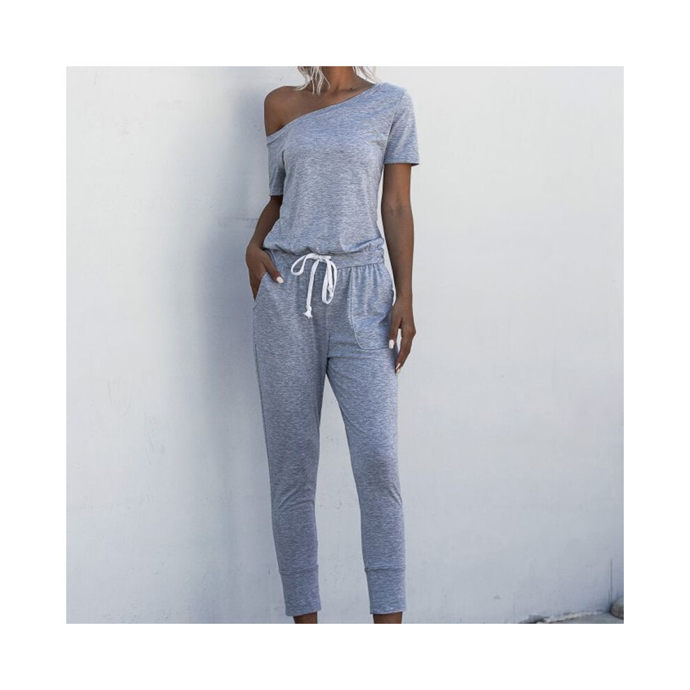 (Light Gray,L)Ensemble survêtement sweat femme course gym uni vêtements de détente porter salon