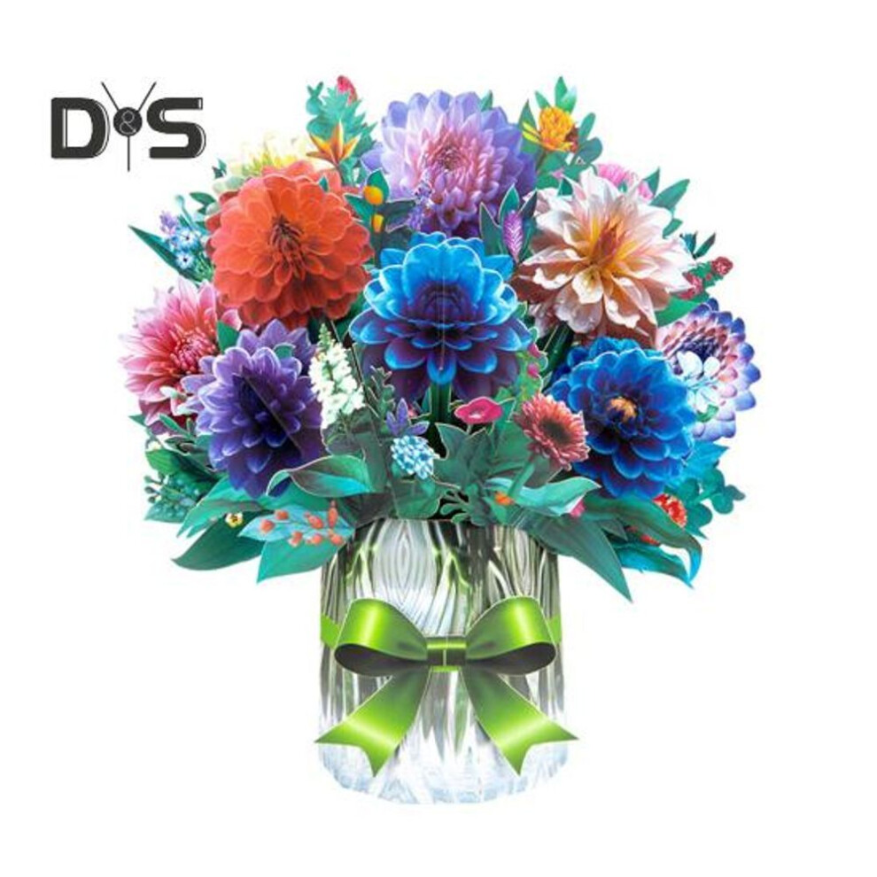 (as the picture, E) 3D Pop Up Flower Bouquet Card Paper Flower Vase Greeting Cards for Mother's Day Congratulations Graduation Anniversary Birthday