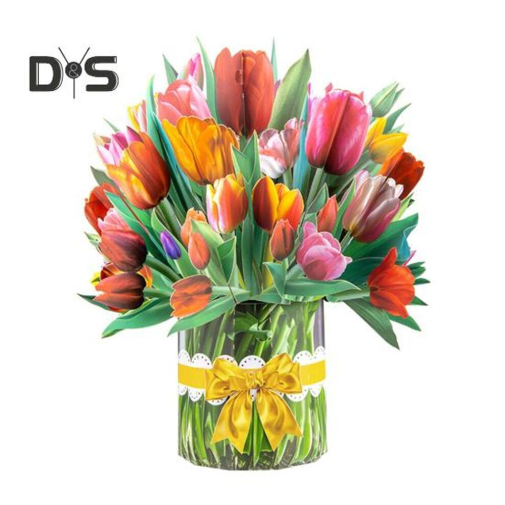 (as the picture, B) 3D Pop Up Flower Bouquet Card Paper Flower Vase Greeting Cards for Mother's Day Congratulations Graduation Anniversary Birthday