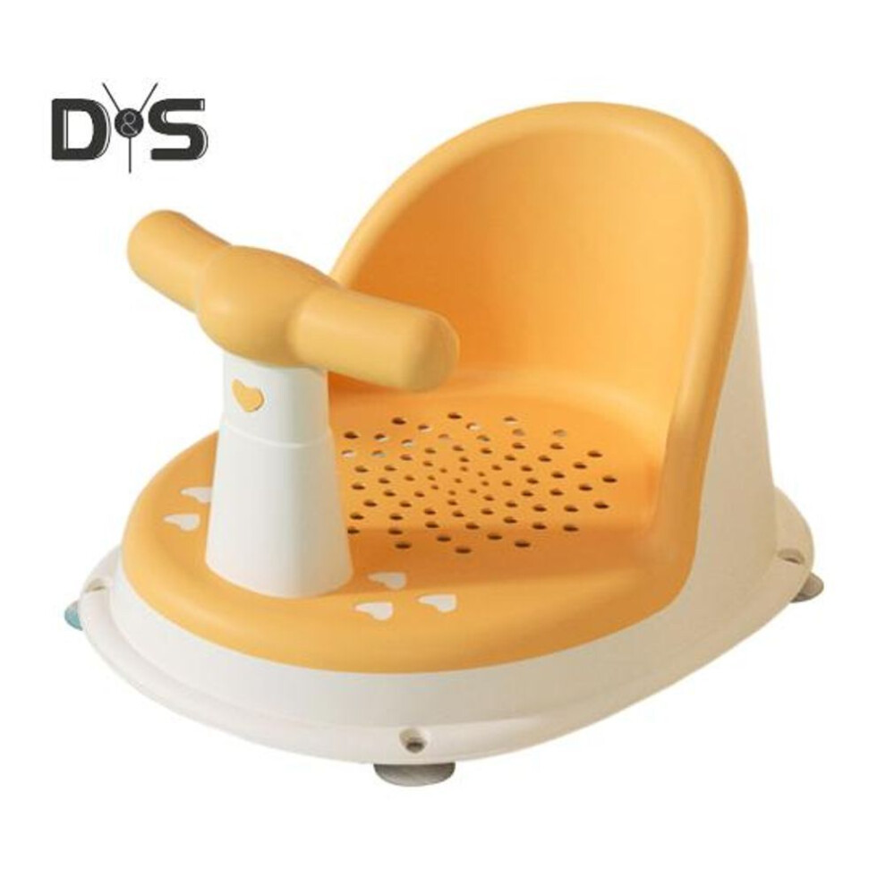 (lemon yellow) Baby Bath Chair Ergonomic Backrest Armrests Drainage Net Non-slip Baby Shower Seat With Suction Cups