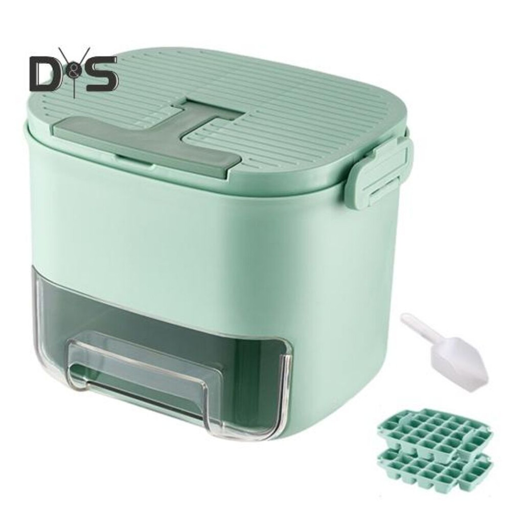 (green) Ice Mold with Bin Ice Shovel Large Ice Trays for Whiskey Cocktail Bourbon Non-Stick Press Design Party Ice Cube Maker
