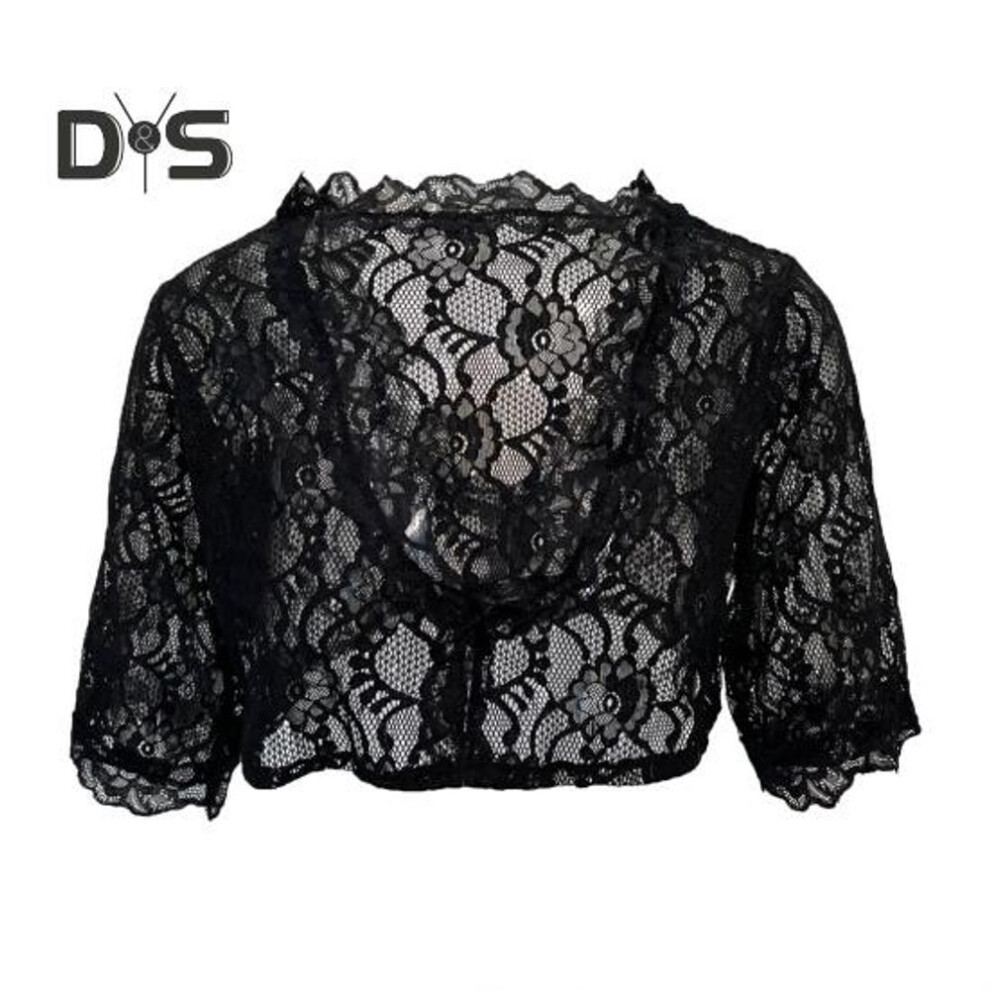 (XL, black) Women Elegant See Through Embroidery Lace Shirt Tops V Neck Half Sleeve Slim Fit Solid Color Short Shirt Bottom Cropped Tops