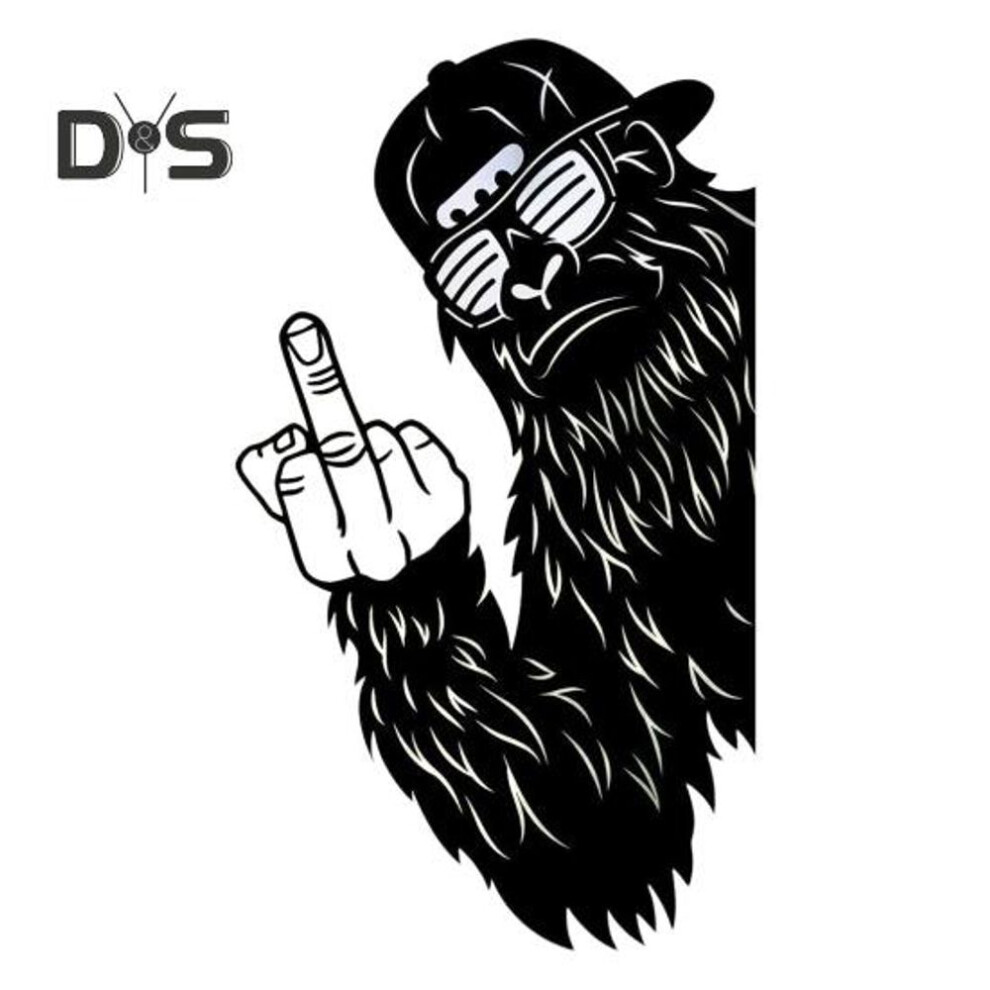 (as the picture, C) Peeping Sasquatch Metal Sign Middle Finger Animal Silhouette Sign Peaking-a-boo Sasquatch Sign For Garden Fence Tree Farmhouse Yard Decoration