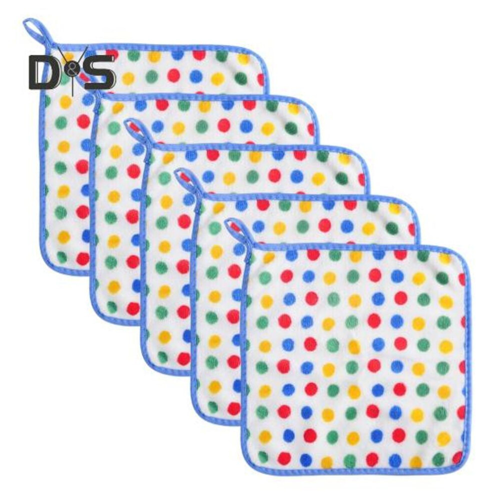 (as the picture, L 5pcs) 5Pcs Dish Towel Rainbow Dot Coral Velvet Rags Super Soft Absorbent Microfiber Towels Kitchen Drying Hands Tableware