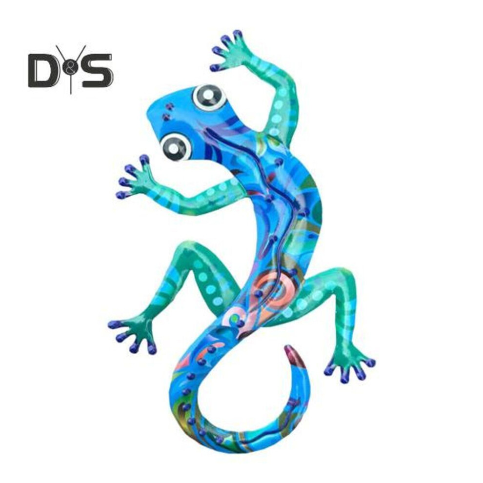 (green) Metal Gecko Wall Decor Wall-mounted Colorful Gecko Figurine Wall Art Gecko Decoration for Garden Indoor Outdoor Decor Housewarming Gift