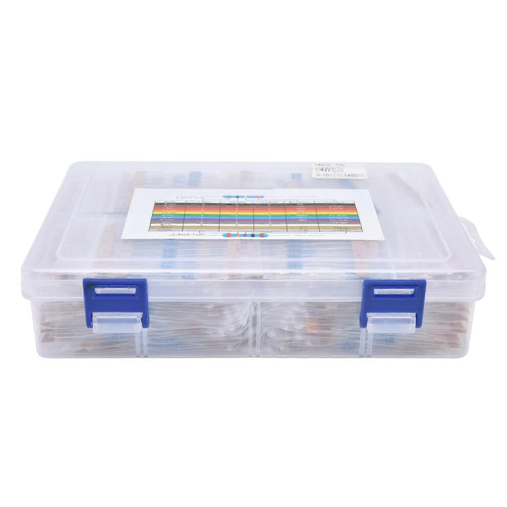 (As Show, One Size) 1450Pcs Metal Film Resistor Kit 145 Values Assortment 1~1Mî© 1/4W For Diy Experiments 6909775616482