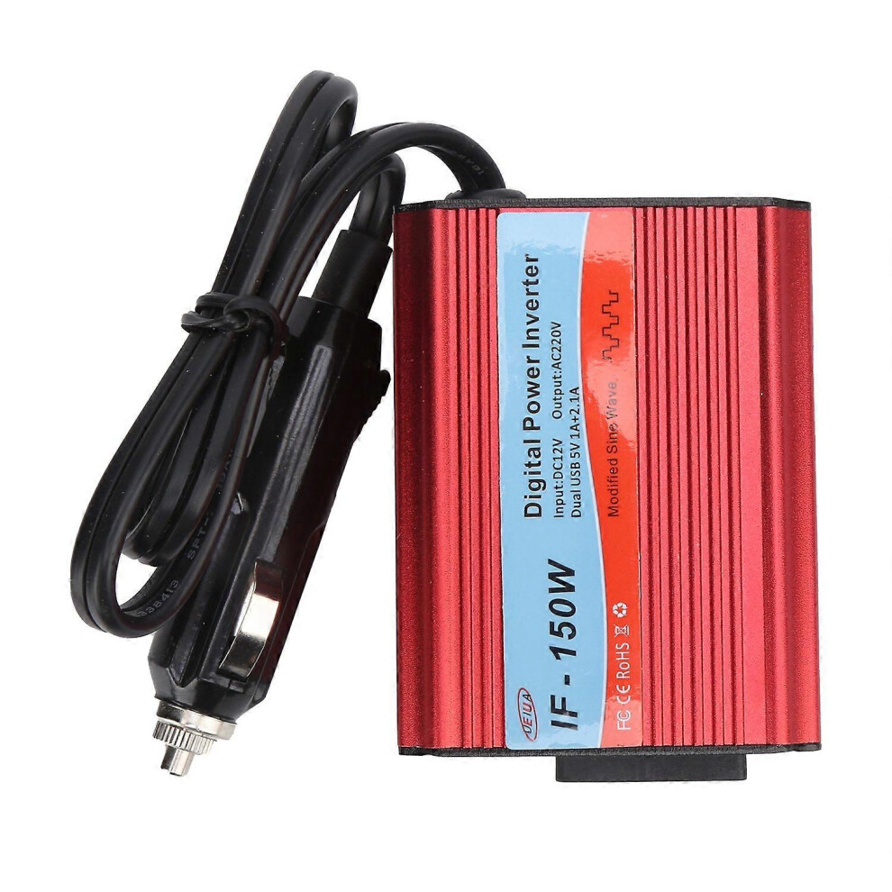(As Show, One Size) Car Inverter Dc12v To Ac220v 150W 50Hz Modified Sine Wave Vehicle Power Converter If-150W 6909775610152