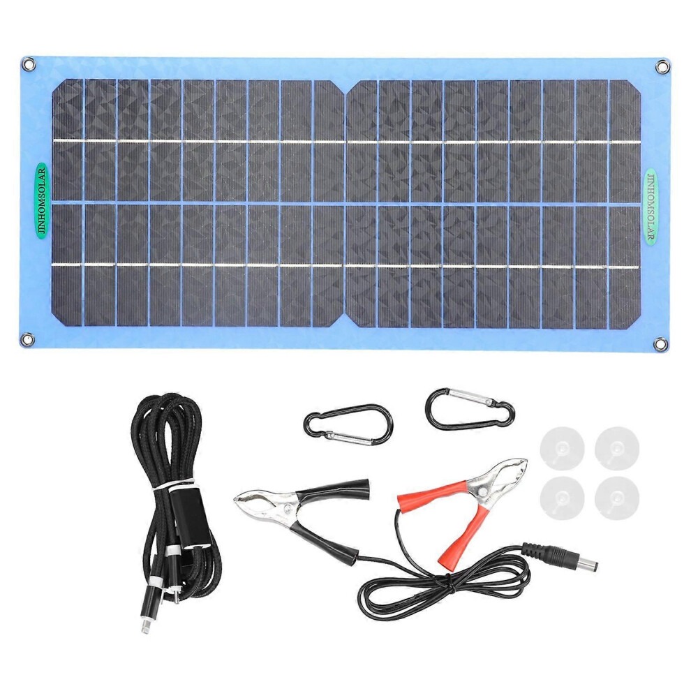 (As Show, One Size) Flexible Solar Panel Kit Photovoltaic Module Portable Charger For Rv Camping Hiking 15W 18V 6909775596876