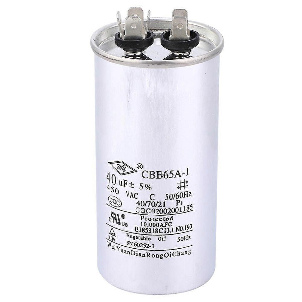 (As Show, One Size) Cbb65 40Uf 450V Capacitor Aluminum Foil Air Start Capacitor For Air Conditioning Washing Machine 6909775560235