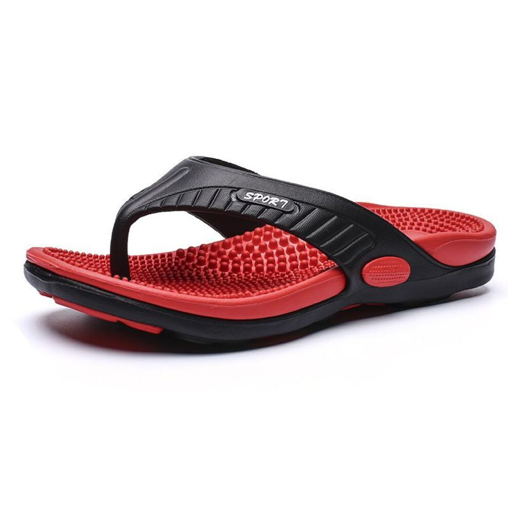(red, 45) Summer Mens Beach Sandals Lightweight Breathable Non-Slip EVA Flip Flops Outdoor Casual Comfort Walking Thong Sandals