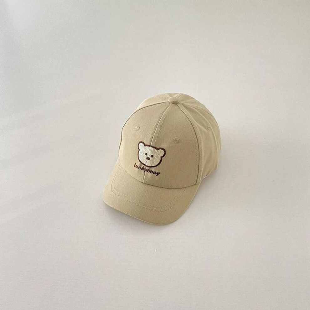 (khaki) Summer Baby Baseball Cap Cartoon Bear Embroidery Toddler Kids Hat For Girls Boys Soft Cotton Adjustable Sun Hat