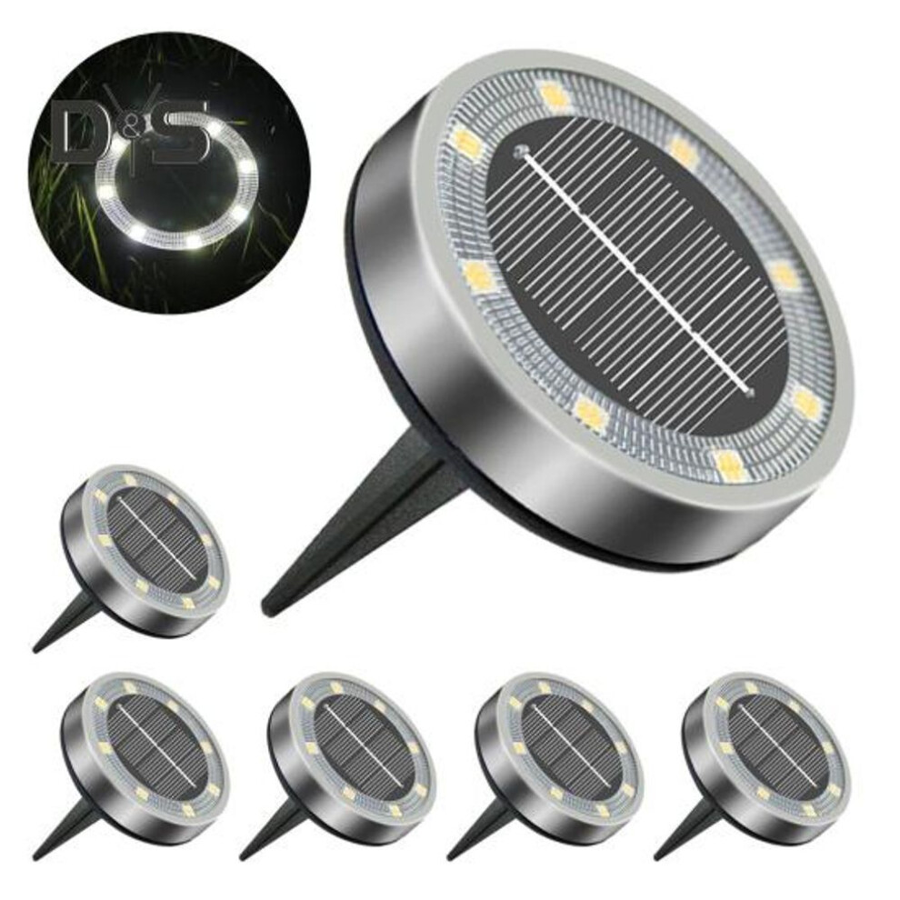 (white, 6pcs) 2/6pcs Outdoor Solar Floor Lights Super Bright Automatic On/off Easy To Install Weatherproof Solar Lights Garden Lawn Lamps