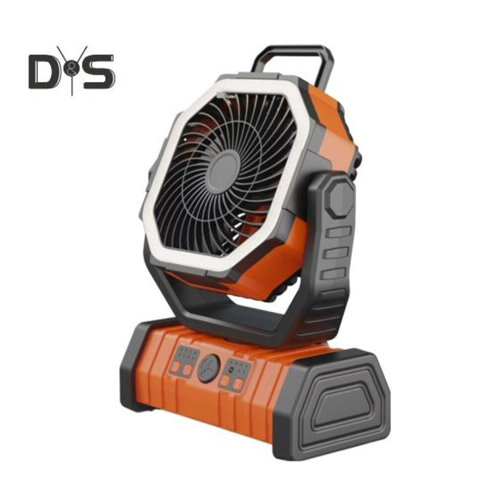 (orange) Camping Fan Rechargeable 20000mah Battery Operated Portable Fan With Led Light Remote Control Power Bank Function 4-speed 270-degree Rotation Desk
