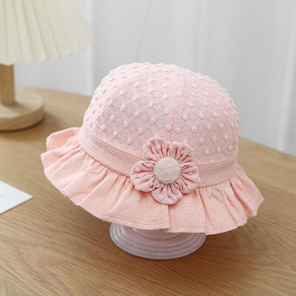 (orange) Cute Flower Baby Bucket Hat Breathable Soft Cotton Infant Girl Fisherman Cap Solid Color Toddler Sun Hats