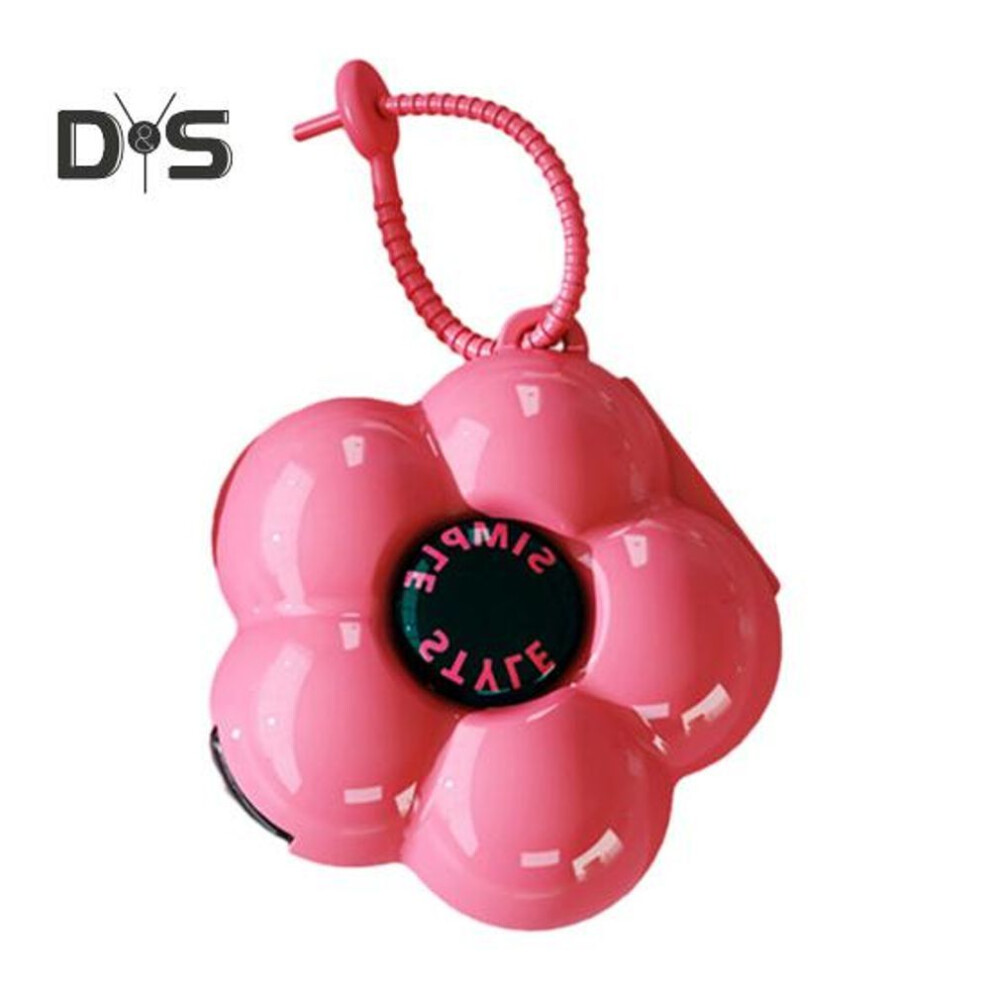 (rose red) Pill Box Large Capacity Multiple Compartments Compact Design Portable Cartoon Shape Medicine Box Storage Organizer