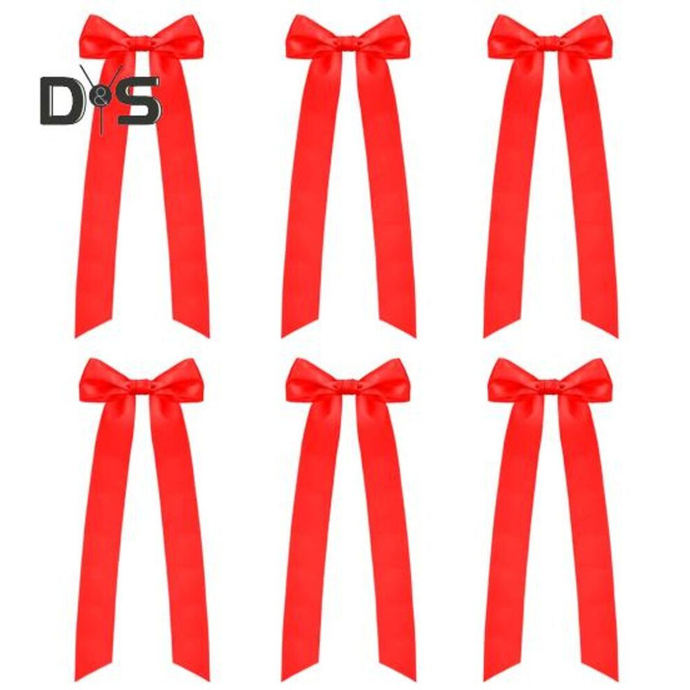 (red) 6 Pcs Candlestick Bow Decor Large Candle Holder Ribbon Bows Dining Table Centerpieces For Gift Wrapping Wedding Bridal Shower Bachelorette Party Decor