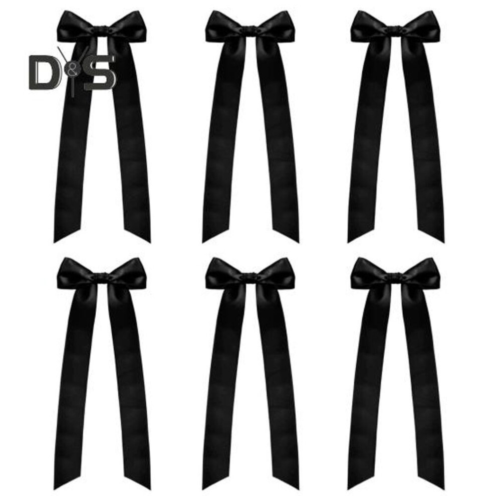 (black) 6 Pcs Candlestick Bow Decor Large Candle Holder Ribbon Bows Dining Table Centerpieces For Gift Wrapping Wedding Bridal Shower Bachelorette Party Decor