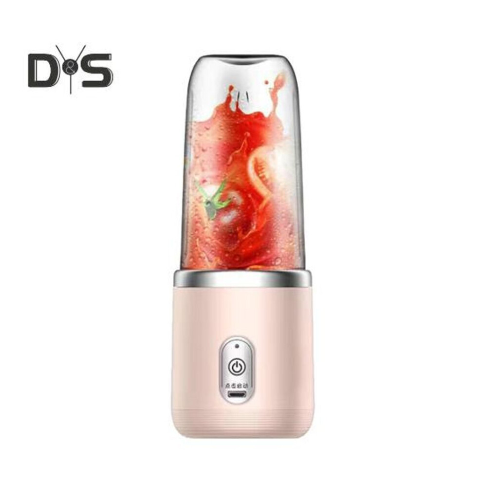(pink) Handheld Juicer With 6 Stainless-steel Blades 21000rpm High Speed Low Noise Rechargeable Wireless Fruit Mixer Juice Extractor