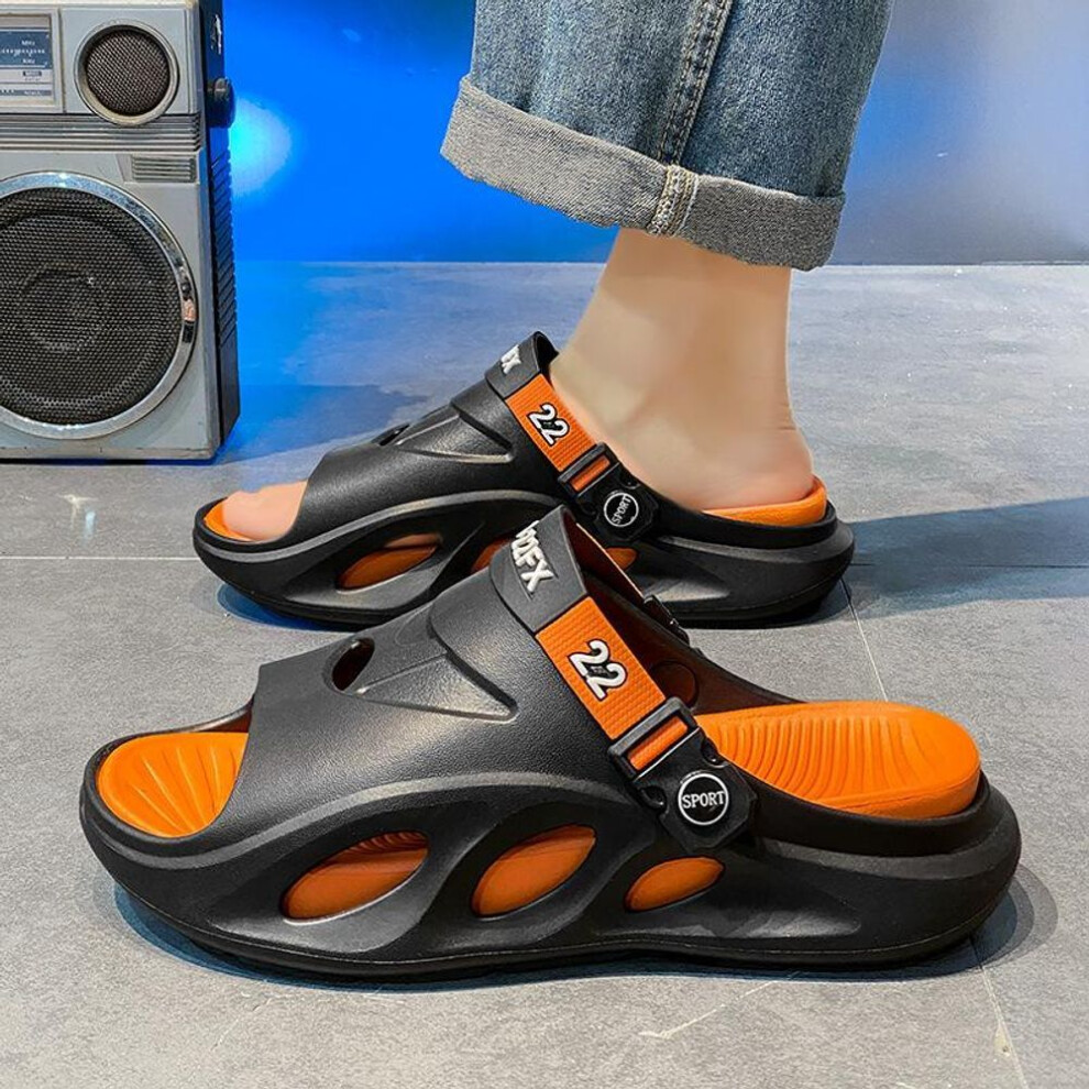 (black, 44) Men's Summer Lightweight EVA Sandals Beach Slides Comfort Breathable Non Slip Indoor Outdoor Walking Slippers Casual Footwear