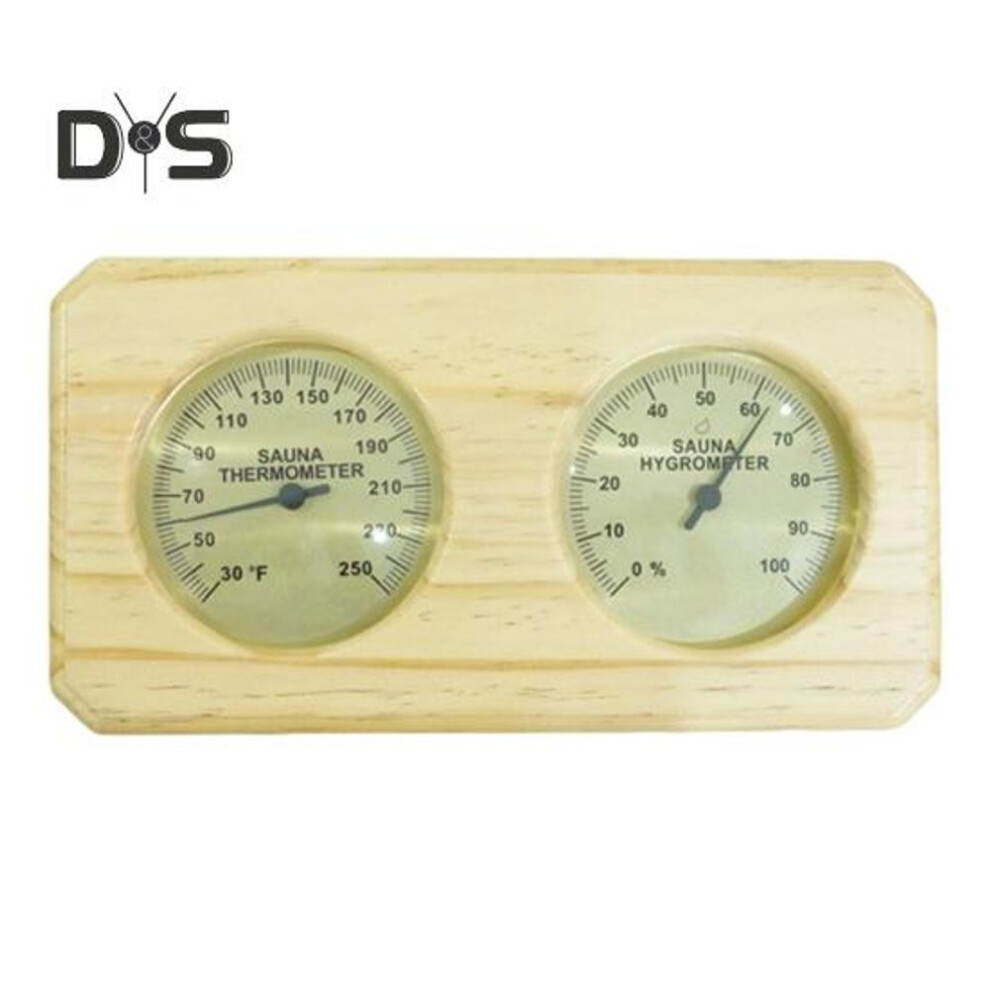 (as the picture, Transverse) 2-in-1 Sauna Thermometer Hygrometer Indoor Sauna Room Wooden Sauna Fahrenheit Temperature Humidity Monitor Gauge Sauna Accessories
