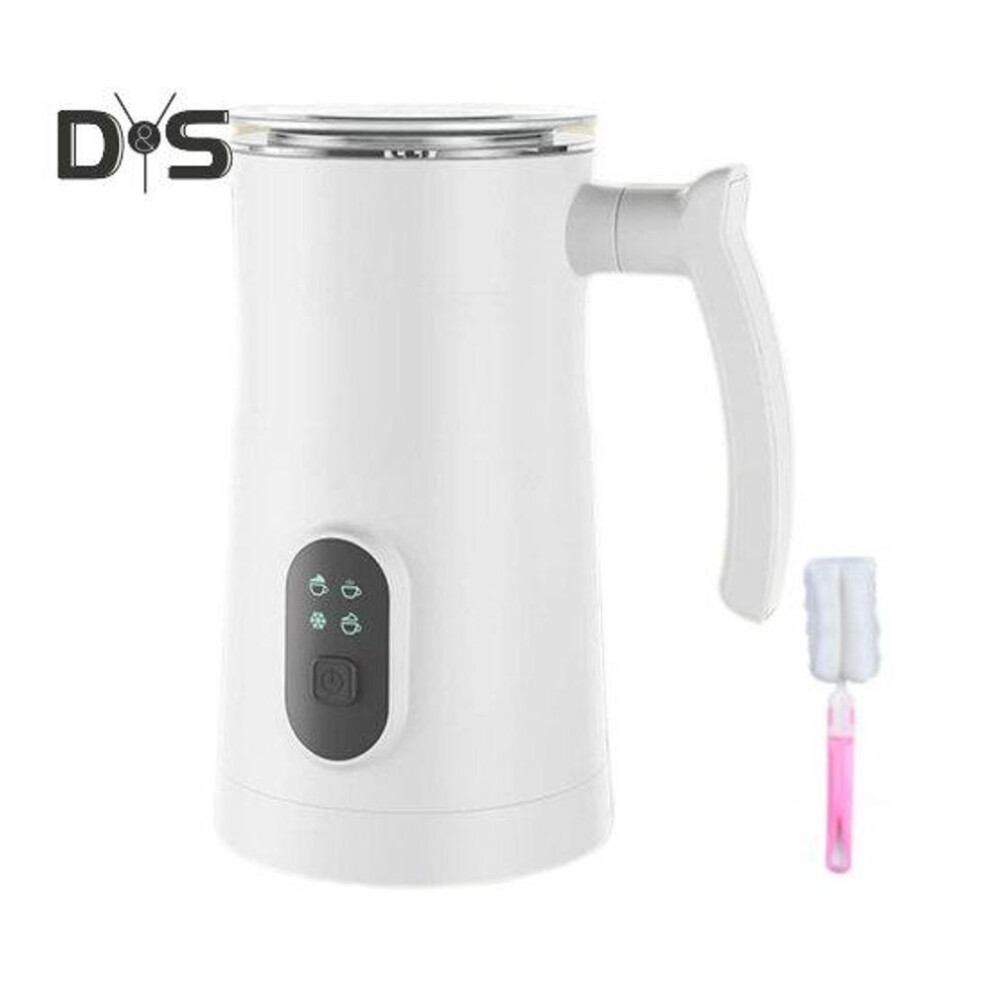 (white, UK) Electric Milk Frother With Non-stick Coating Large Capacity Low Noise Dishwasher Safe Uk Plug Multifunctional Automatic Warm Cold Foam Maker
